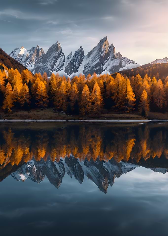 Mountain Reflection in Lake during Autumn
