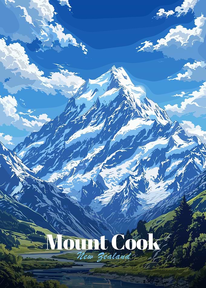 Mount Cook, New Zealand Landscape Art