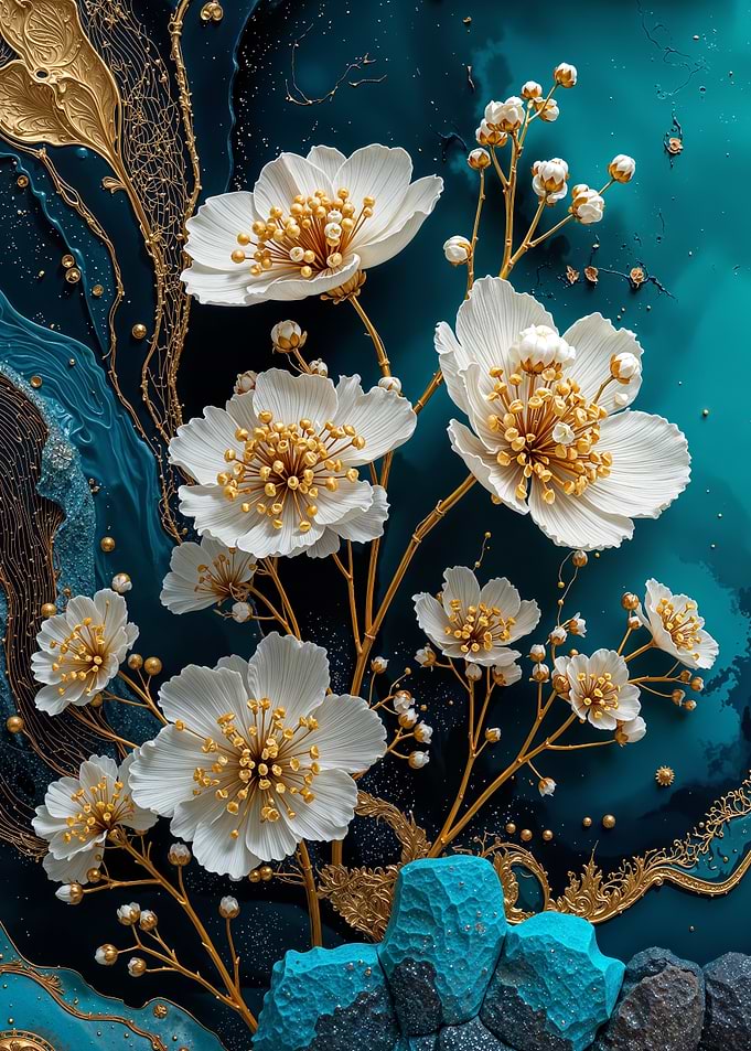 Teal Gold Baby’s Breath Gypsophila