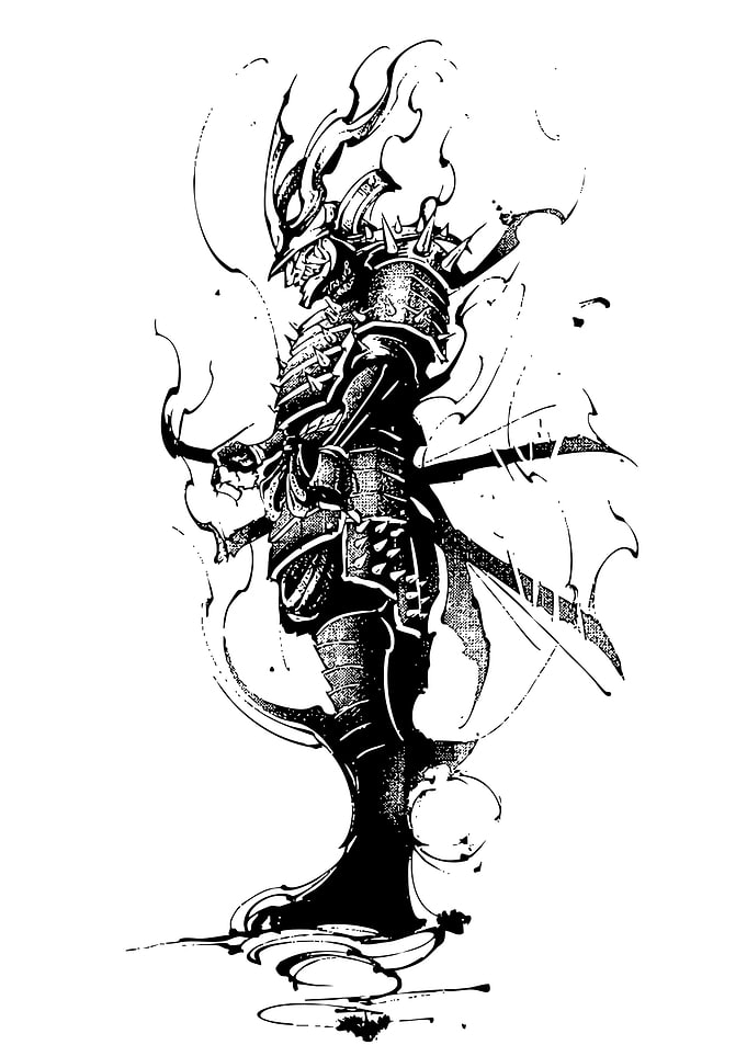 Samurai Warrior Black and White Illustration