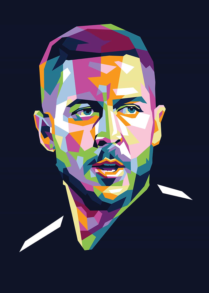 Eden Hazard Colorful Portrait Illustration