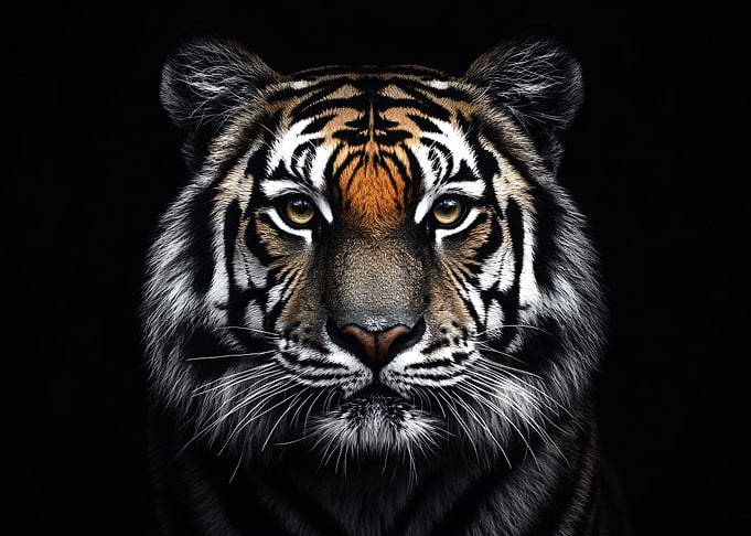 Tiger Portrait on Black Background