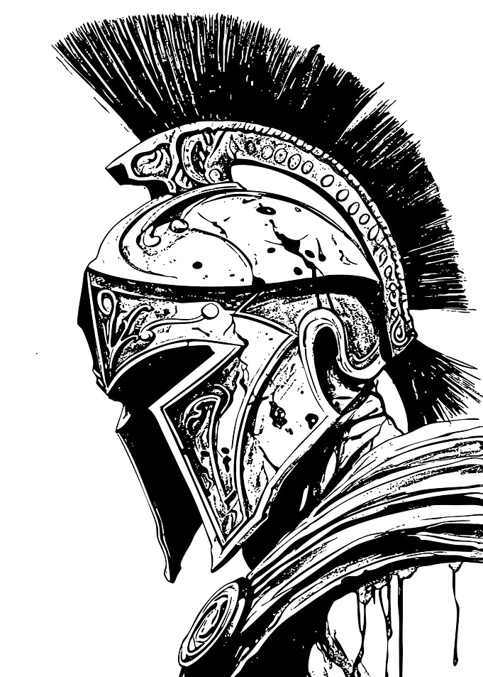 Spartan Warrior Helmet Black and White