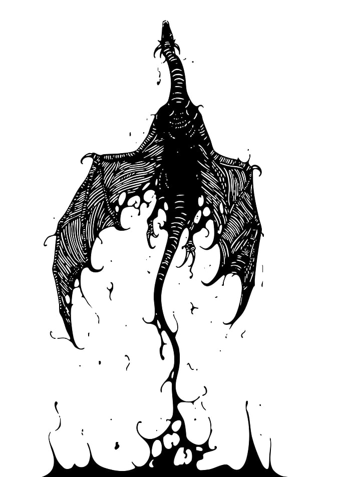 Black Dragon Ink Illustration