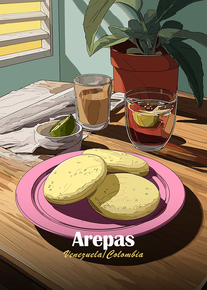 Arepas Still Life Illustration