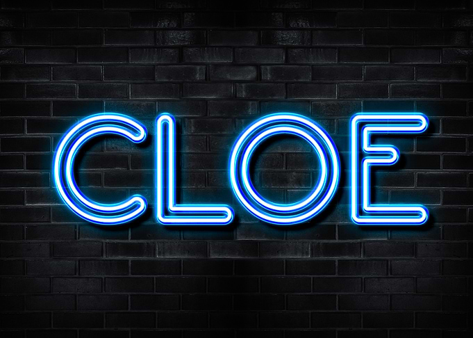 CLOE Neon Sign on Brick Wall