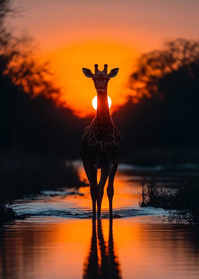 Giraffe Silhouette at Sunset