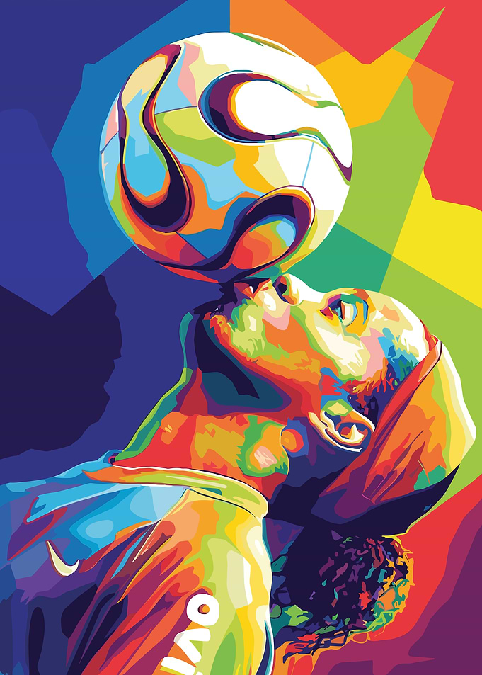 Ronaldinho Soccer Player with Ball Pop Art