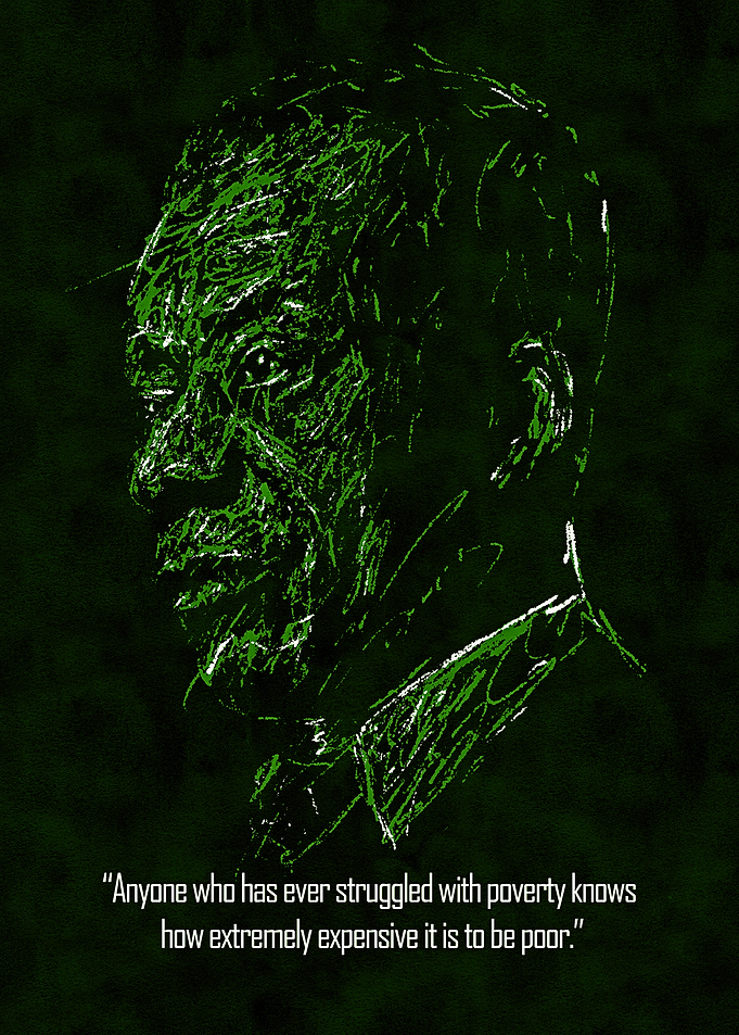 Green Portrait with Poverty Quote