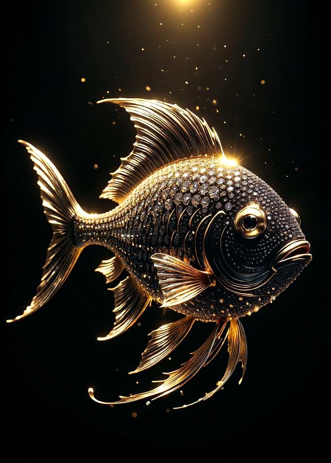 Golden Fish with Diamond Scales