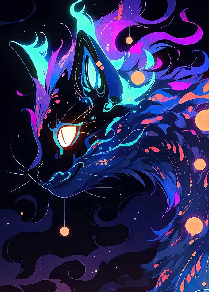 Neon Cat Portrait