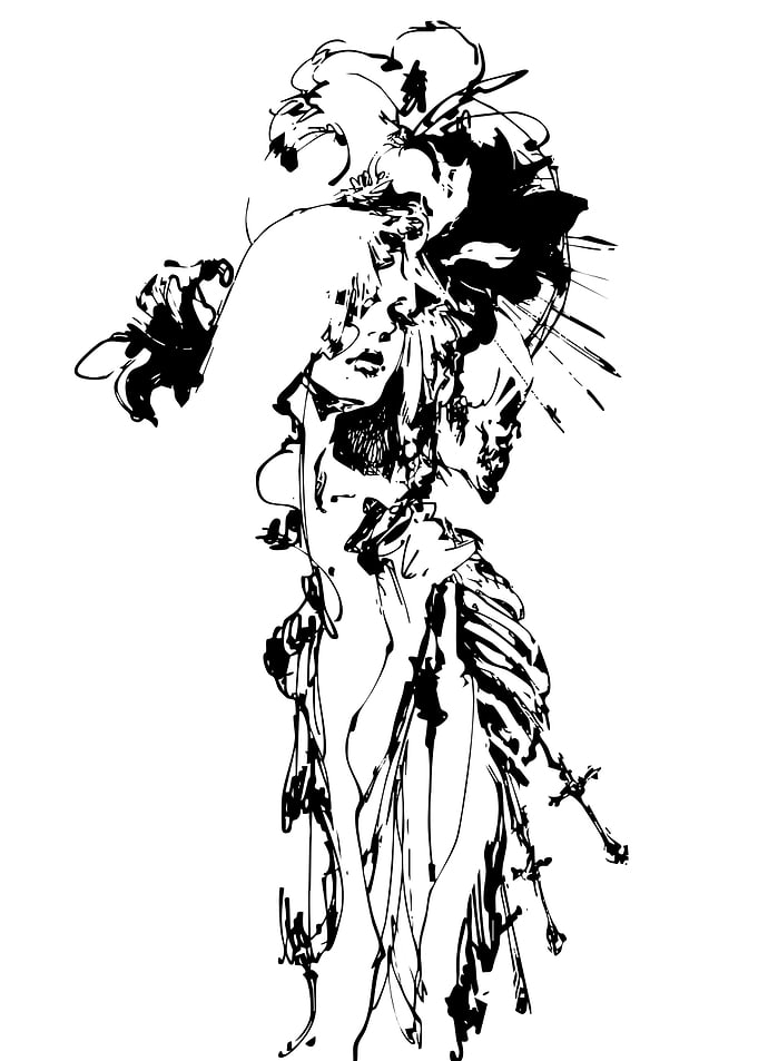 Abstract Woman Figure Black and White