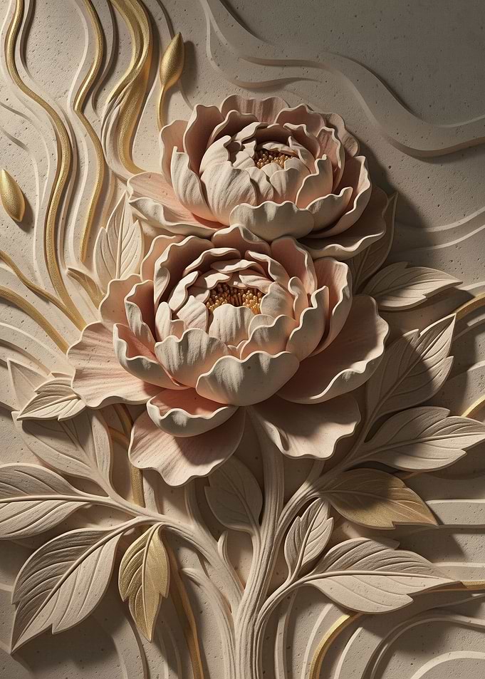 Elegant Floral Relief Sculpture