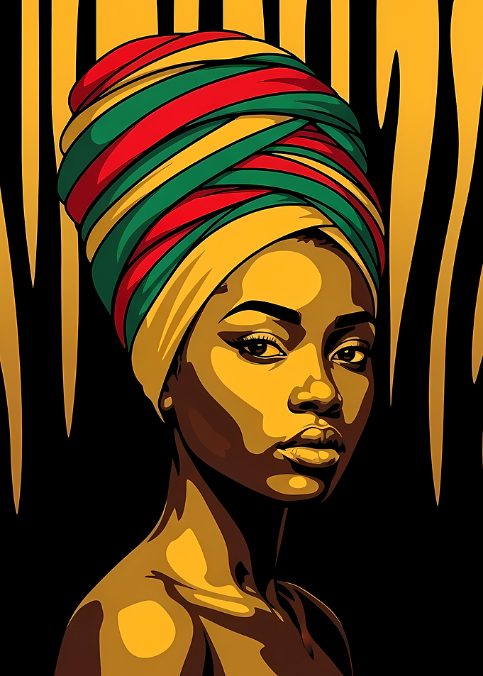 African Woman with Turban Portrait Art