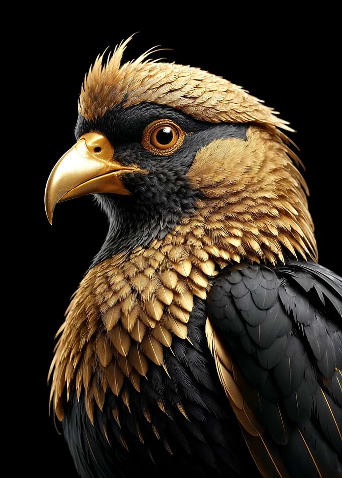 Golden and Black Bird Portrait