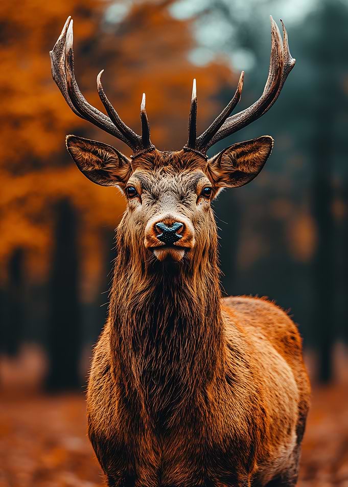 Majestic Deer Portrait in Autumn Forest