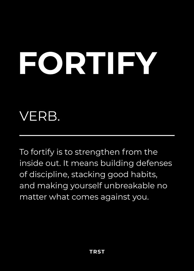 Fortify – Minimalist Black & White Motivational Definition Wall Art