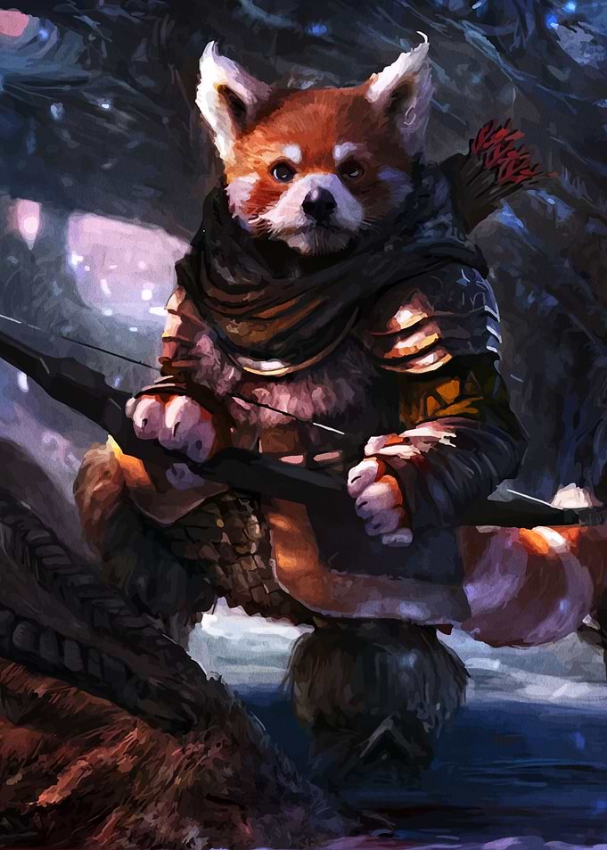 Red Panda Archer in Fantasy Setting