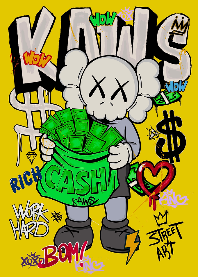 KAWS Character with Cash Bag