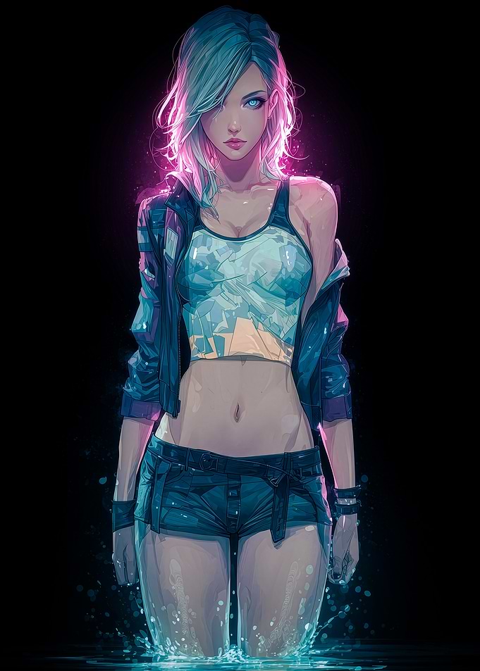 Neon Girl in Water