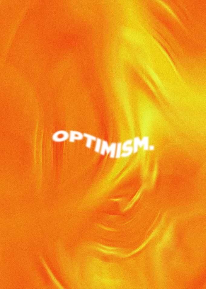 OPTIMISM - Bright Yellow & Orange Radial Noise Art | Positive Mental Health Poster