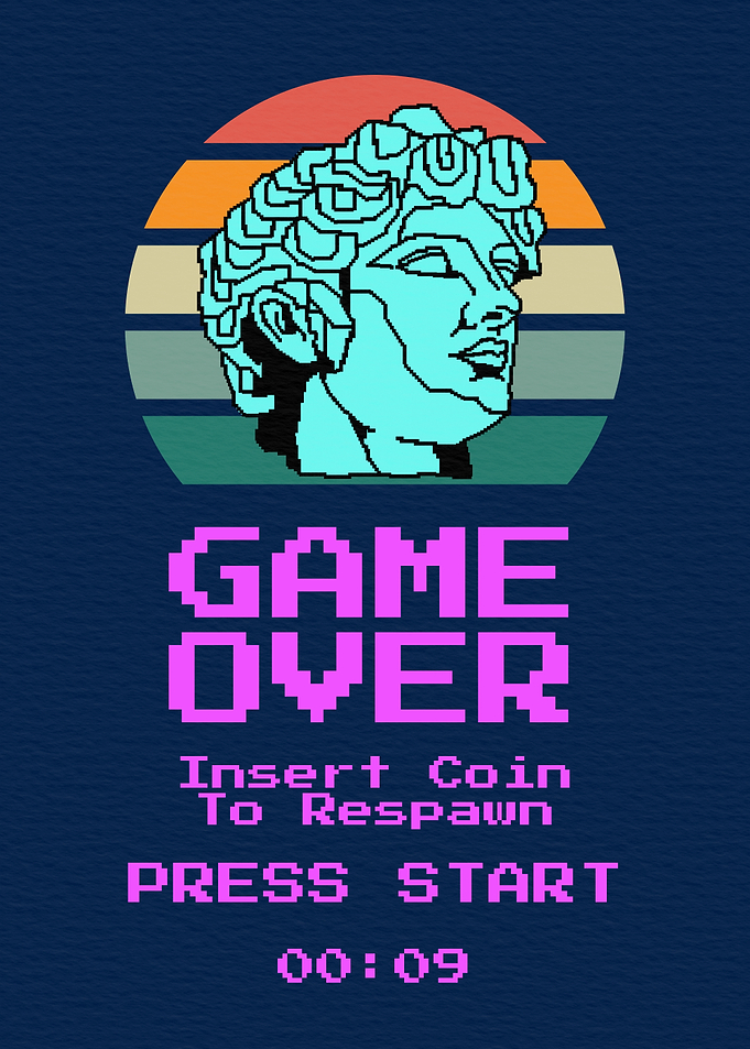 Game Over David Statue Pixel Art