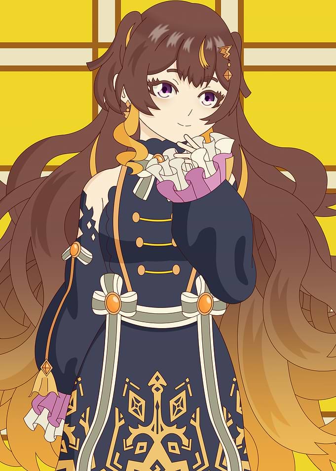 Anime Girl with Brown Hair and Dress