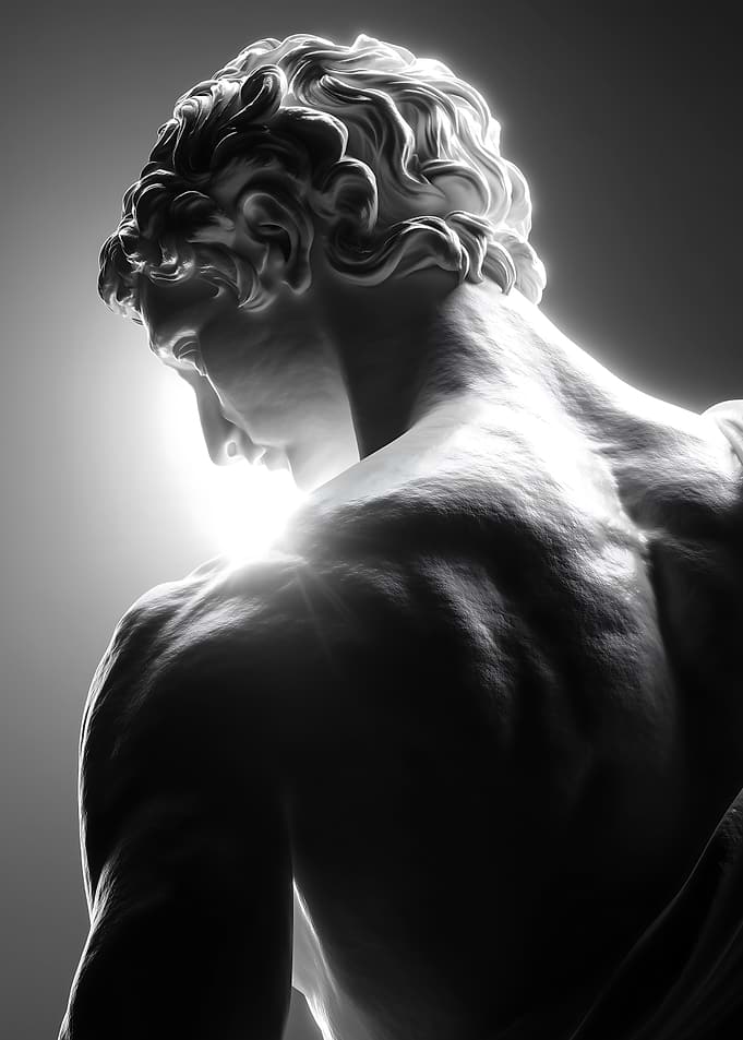 Classical Sculpture Backlit in Monochrome