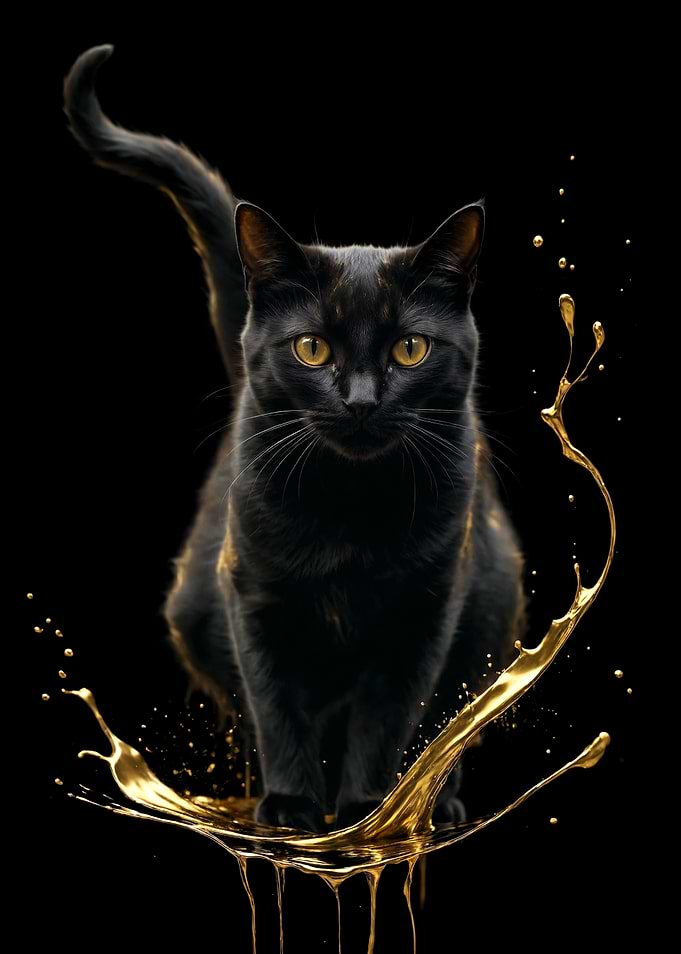 Black Cat doing golden splashy things