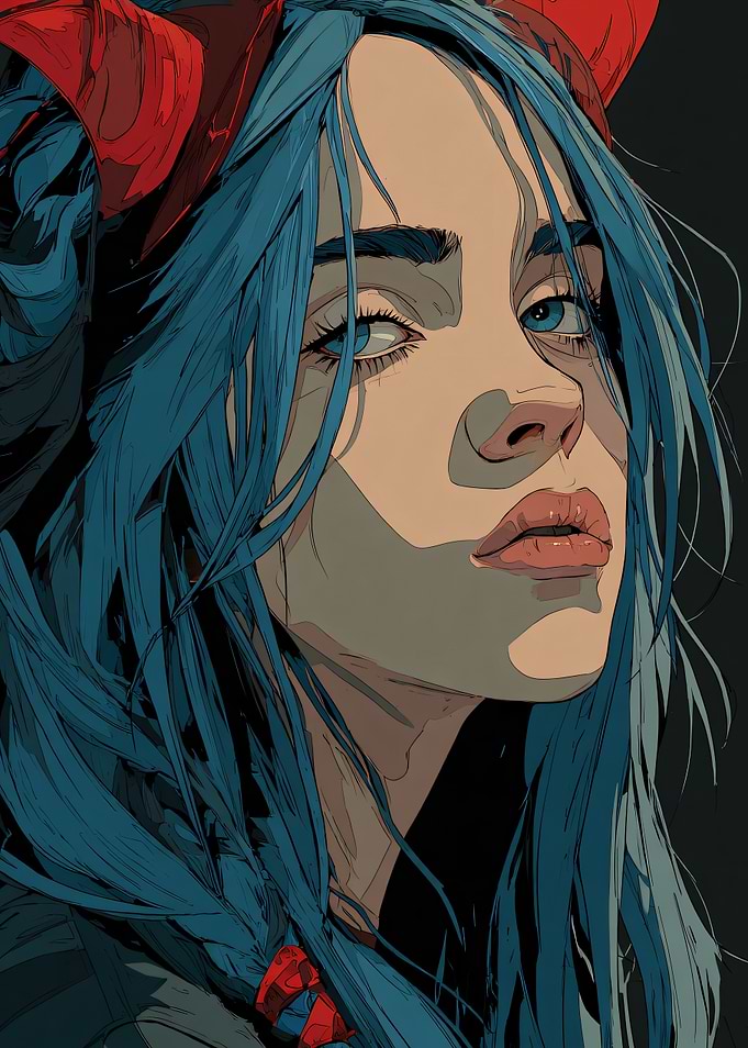 Billie Eilish Blue-haired Character