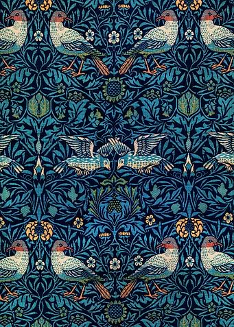 Floral and Bird Patterned Textile, william morris art