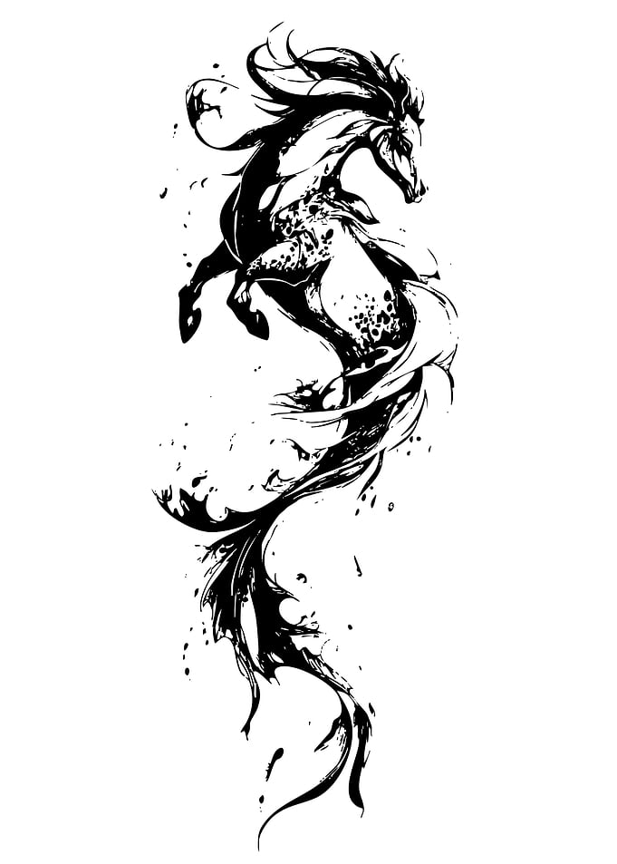 Abstract Black and White Horse Illustration