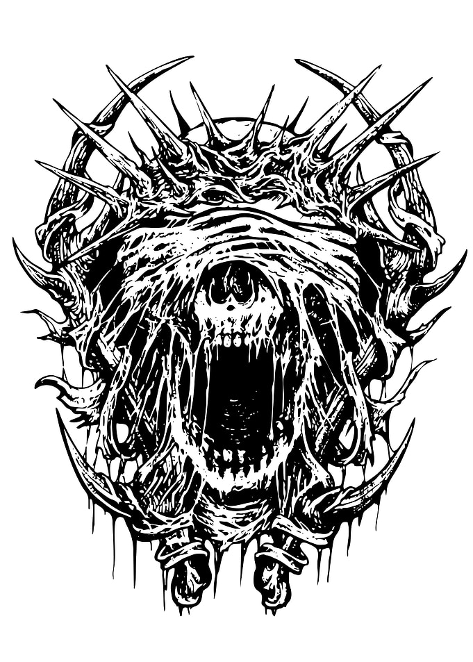 Horror Skull with Thorns