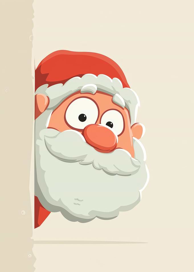Cartoon Santa Claus Peeking