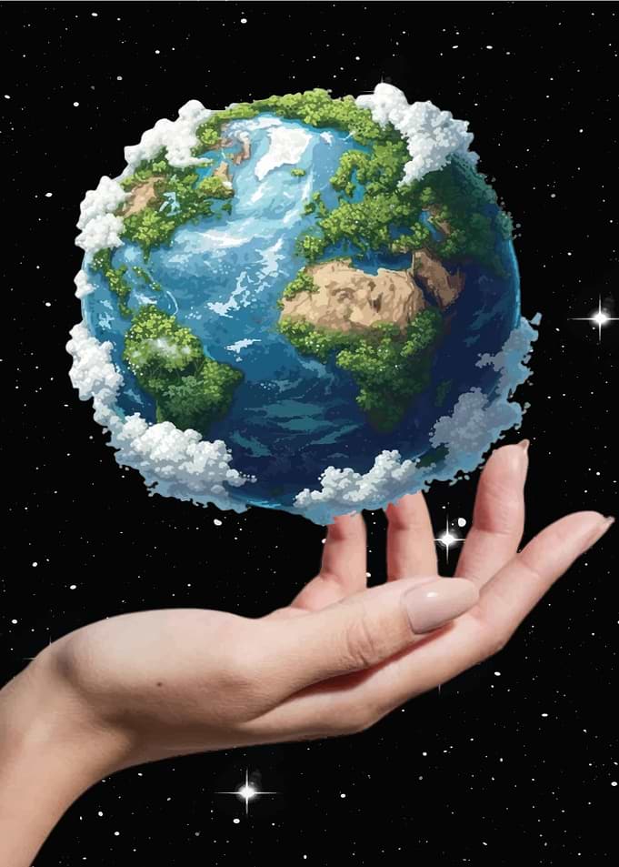 Earth in Hand in Space