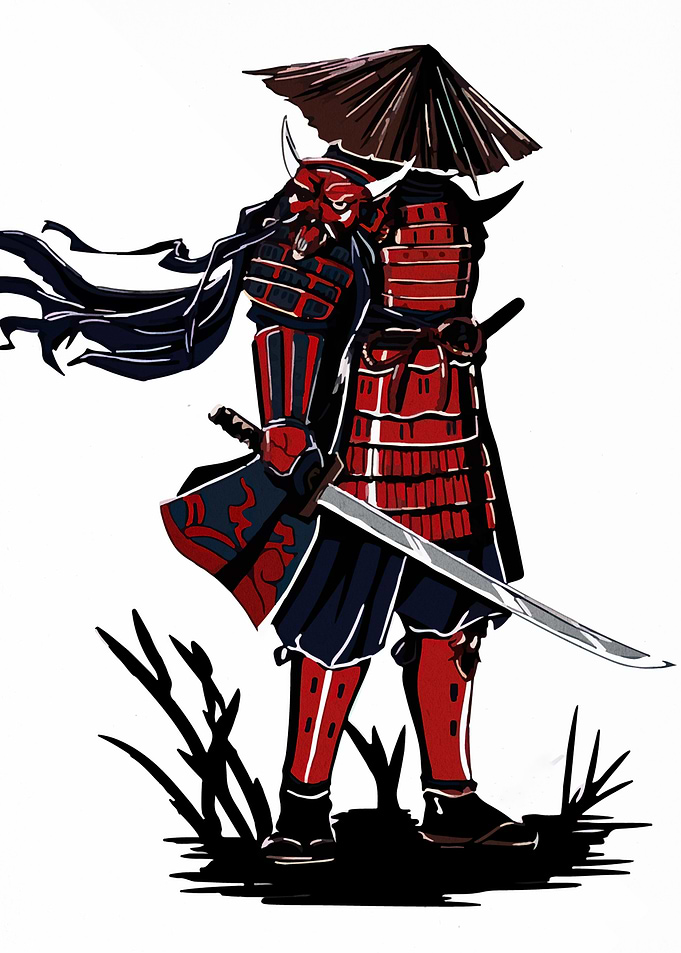 Samurai Warrior with Mask and Sword