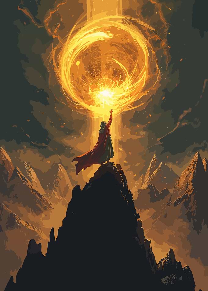 Pixel Art Wizard Casting Spell