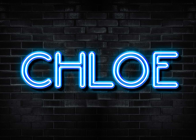 Chloe Neon Sign on Brick Wall