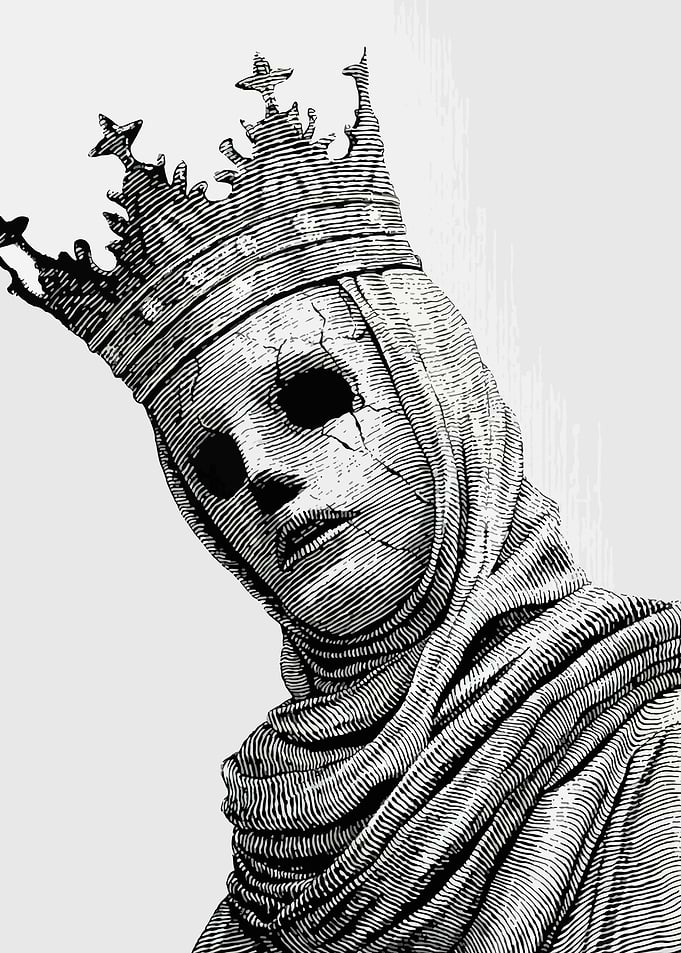 Crowned Figure with Cracked Face