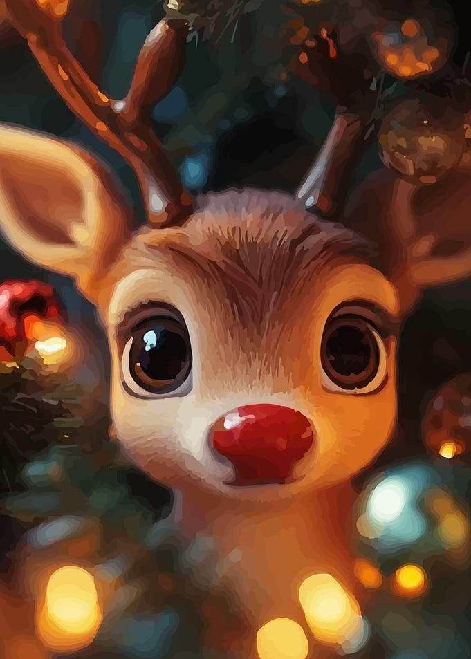 Cute Reindeer with Christmas Decorations