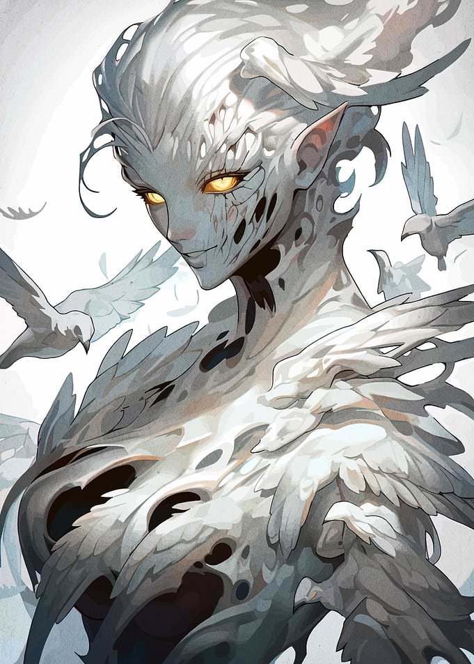 Ethereal Bird Woman Portrait