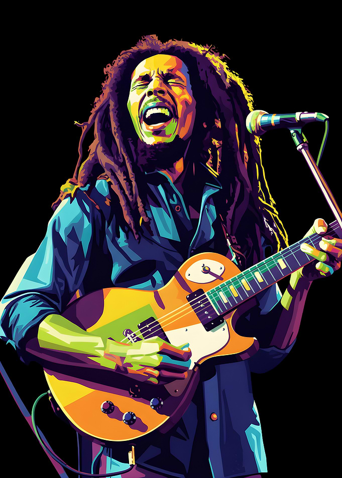Reggae Music Colorful Pop Art Portrait