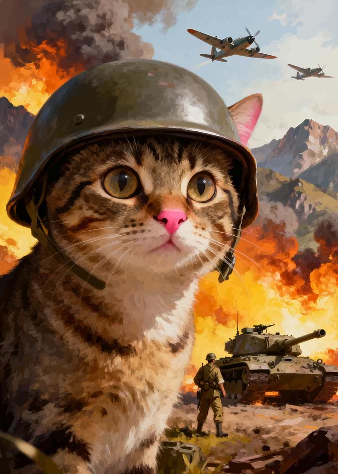 The Thousand Yard Stare Meme, But It's a Cat