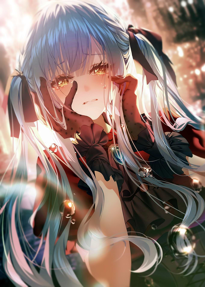 Crying Anime Girl with Pigtails