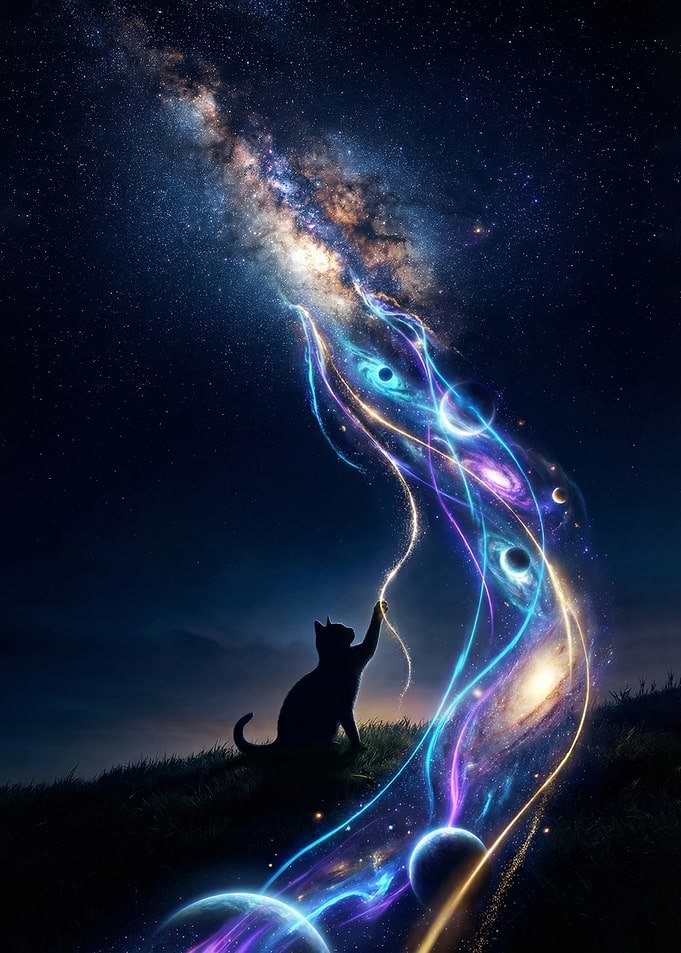 Cosmic Cat Reaching for the Stars