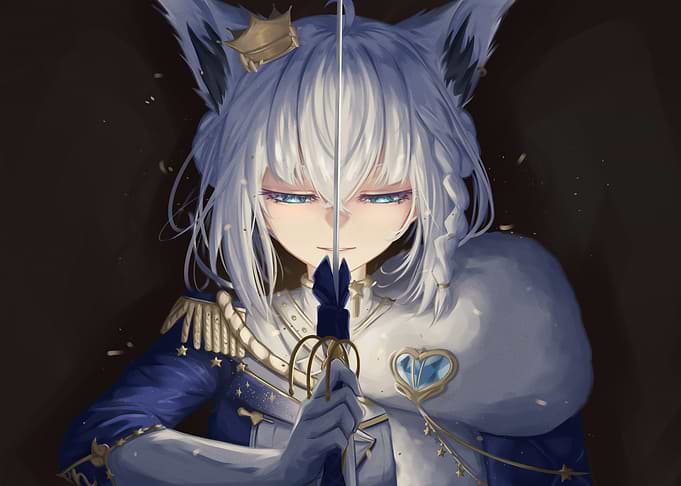 Anime Girl with Sword and Crown