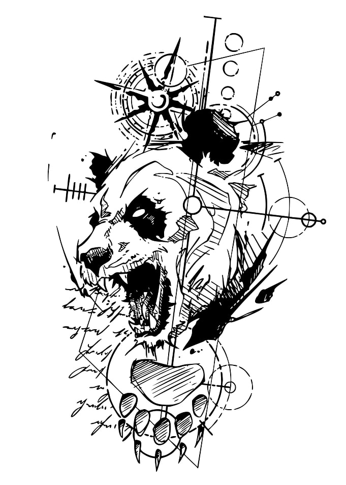 Angry Panda Bear Tattoo Design