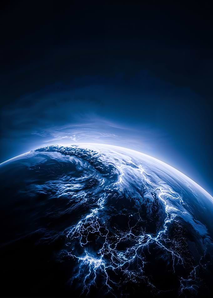 Blue Planet with Lightning Storms