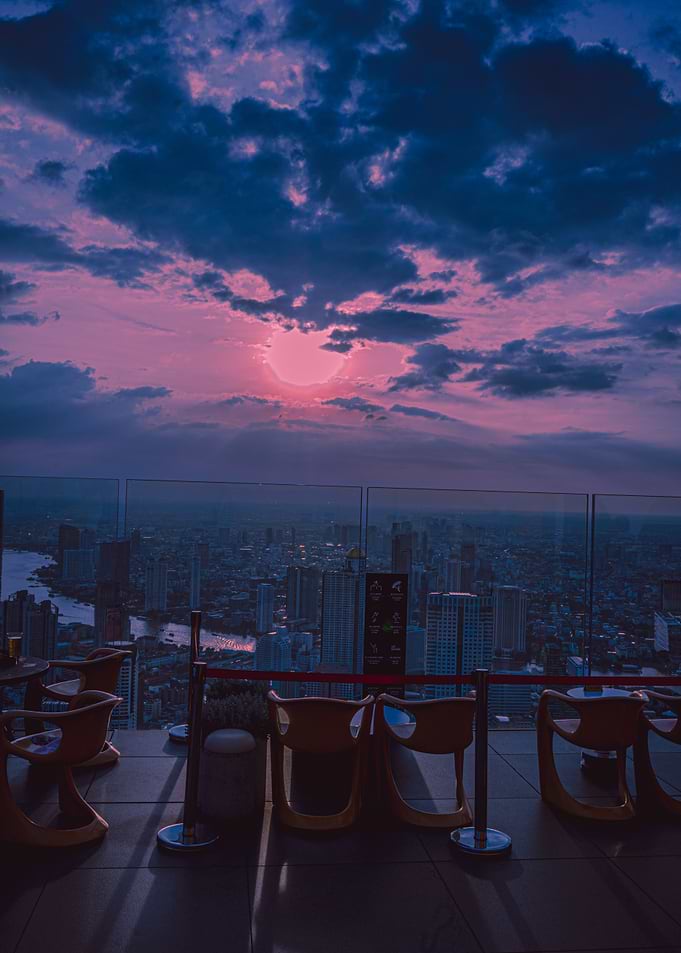 Rooftop Sunset Cityscape
