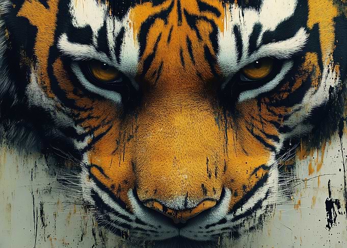 Intense Tiger Face Close-Up